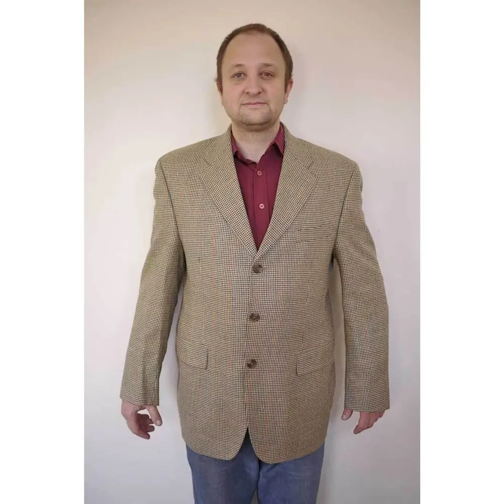 RALPH LAUREN CHAPS Mens Wool Houndstooth SPORTS COAT Blazer JACKET 42R